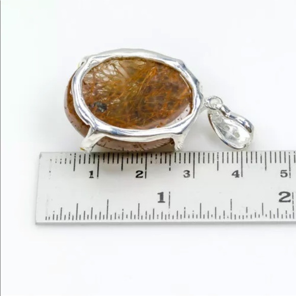 Rutilated quartz, Sapphire 925 artisan pendant - Picture 4 of 6